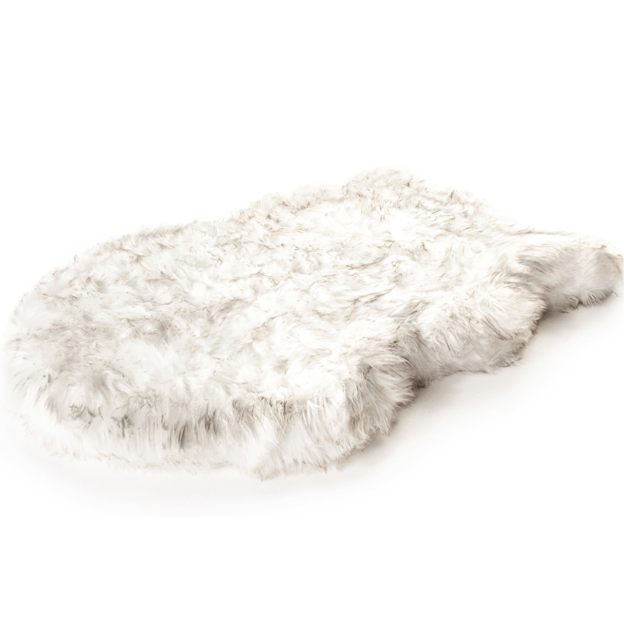 PupRug by Paw.com Faux Fur Orthopedic Dog Bed - Curve White with Brown Accents – Dog Beds by Paw.com