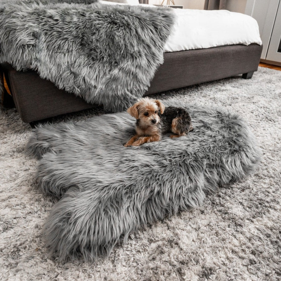 PupRug Faux Fur Orthopedic Dog Bed - Curve Charcoal Grey – Dog Beds by Paw.com