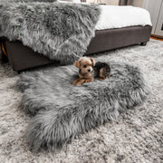 PupRug Faux Fur Orthopedic Dog Bed - Curve Charcoal Grey – Dog Beds by Paw.com