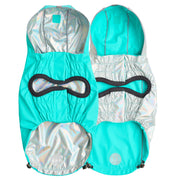 Reversible Elasto - Fit Dog Raincoat - Neon Aqua with Iridescent – Jackets & Coats by GF Pet.us