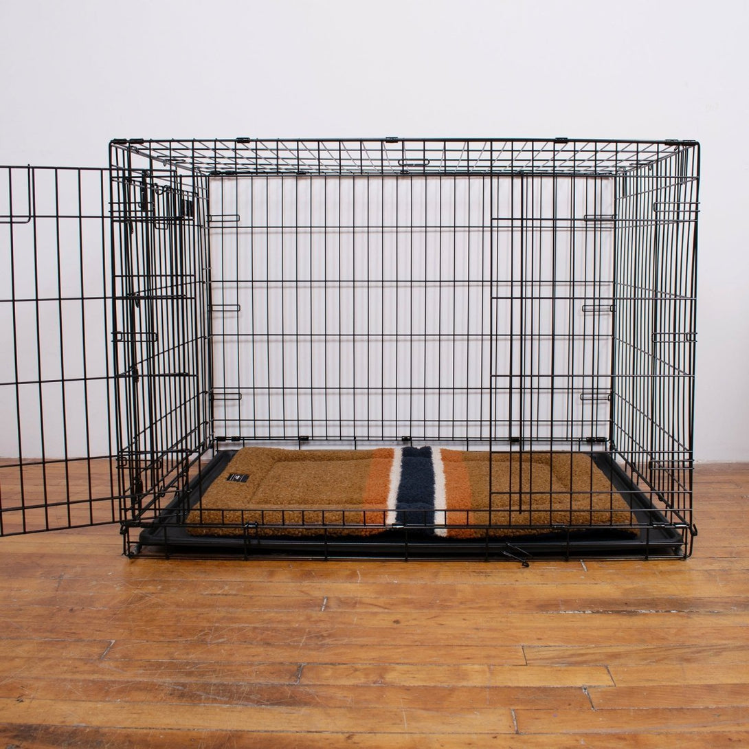 Shinola Brand Stripe Comfort Cushion Berber Dog Bed Rust – Crate Mats & Pads by Shinola