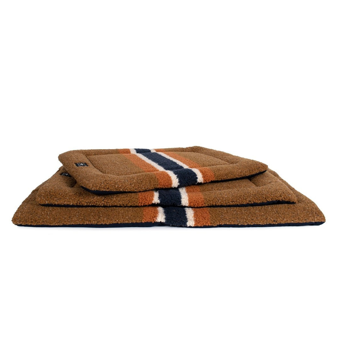 Shinola Brand Stripe Comfort Cushion Berber Dog Bed Rust – Crate Mats & Pads by Shinola