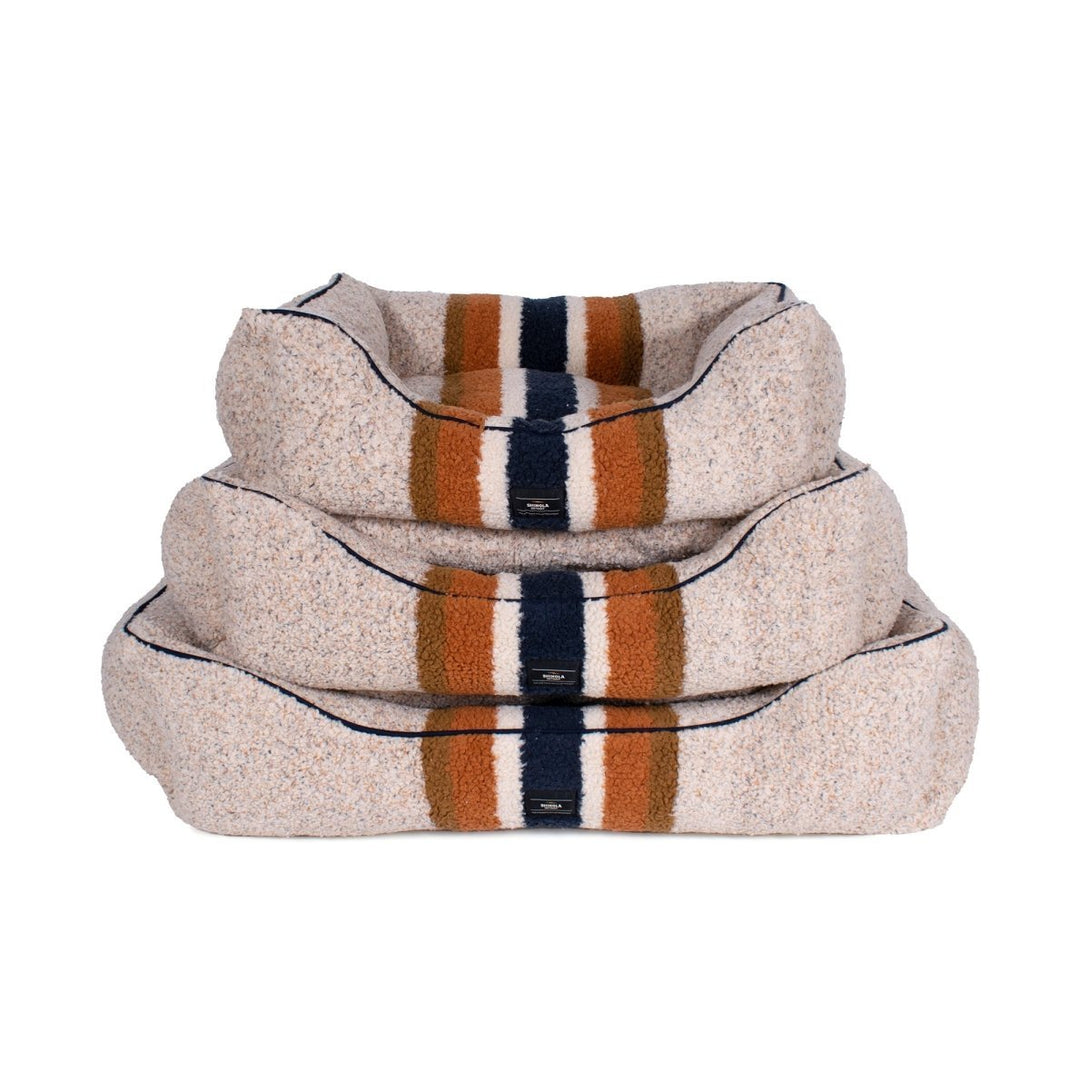 Shinola Brand Stripe Kuddle Berber Dog Bed Oatmeal – Dog Beds by Shinola
