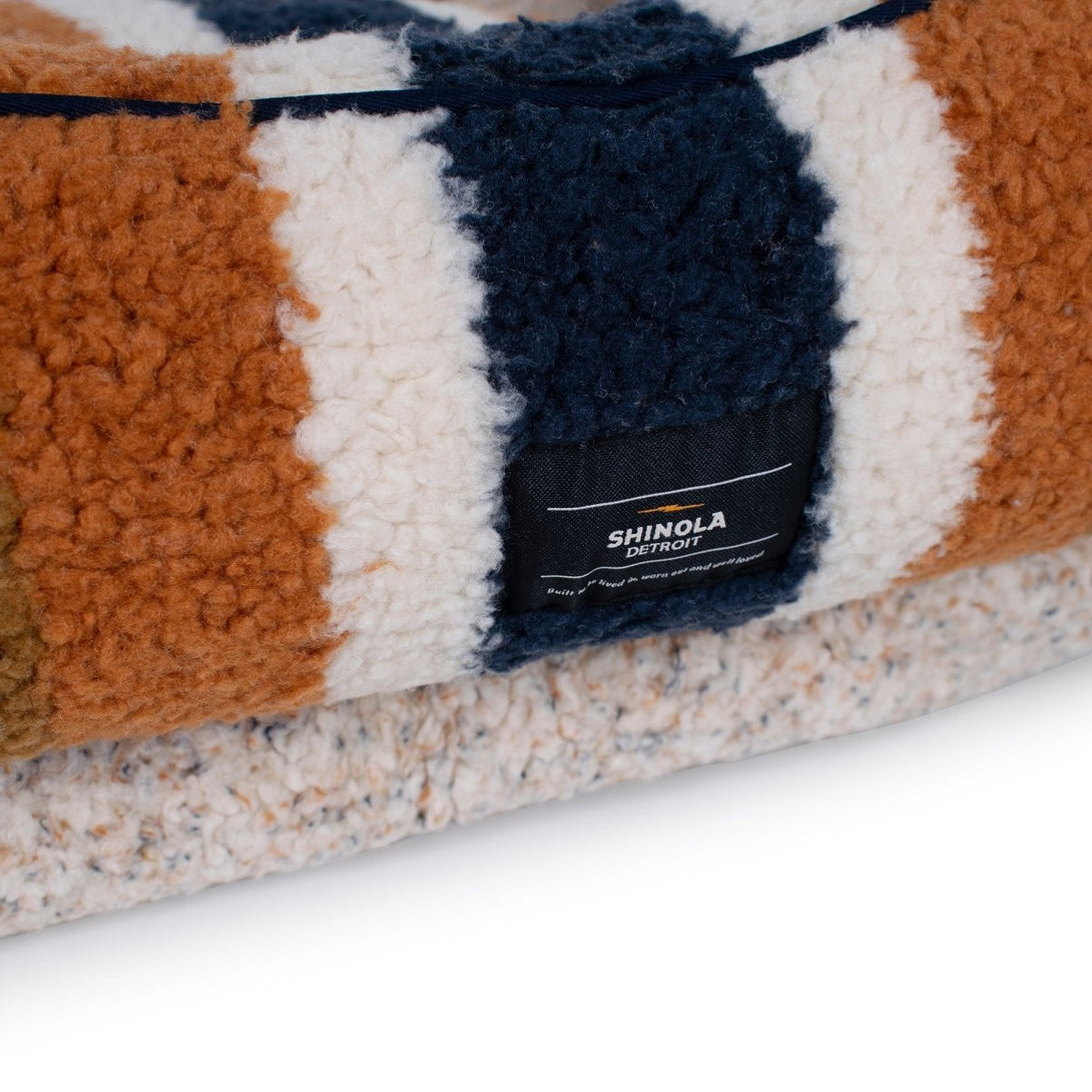 Shinola Brand Stripe Kuddle Berber Dog Bed Oatmeal – Dog Beds by Shinola