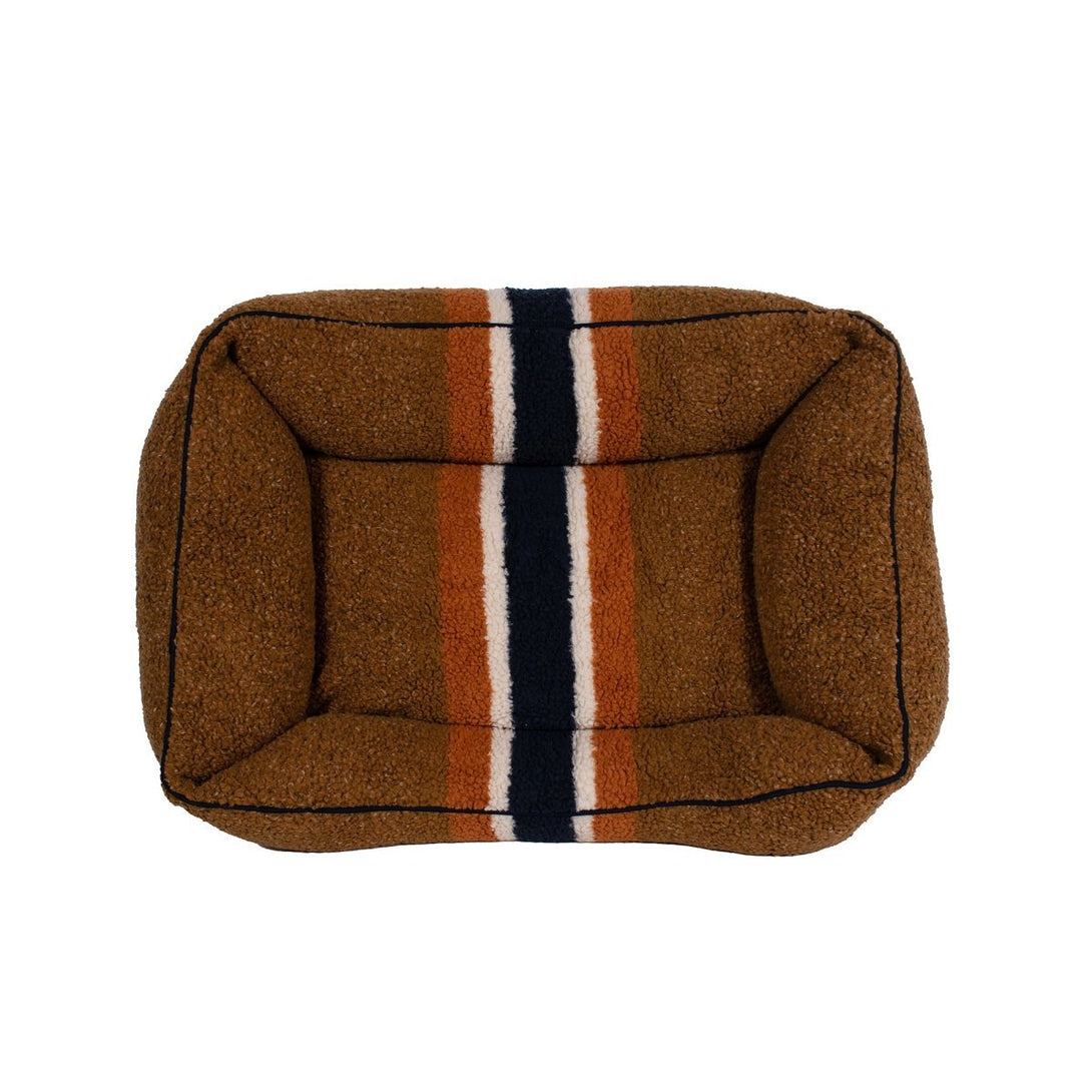Shinola Brand Stripe Kuddle Berber Dog Bed Rust – Dog Beds by Shinola