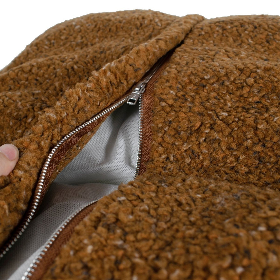 Shinola Brand Stripe Kuddle Berber Dog Bed Rust – Dog Beds by Shinola