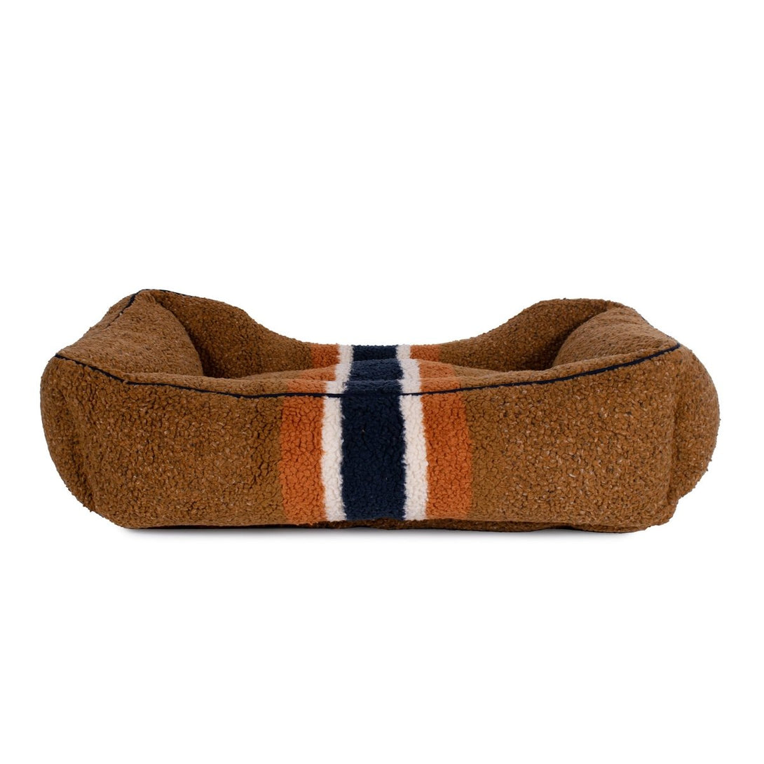 Shinola Brand Stripe Kuddle Berber Dog Bed Rust – Dog Beds by Shinola