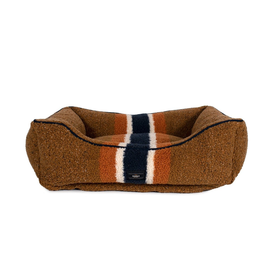 Shinola Brand Stripe Kuddle Berber Dog Bed Rust – Dog Beds by Shinola