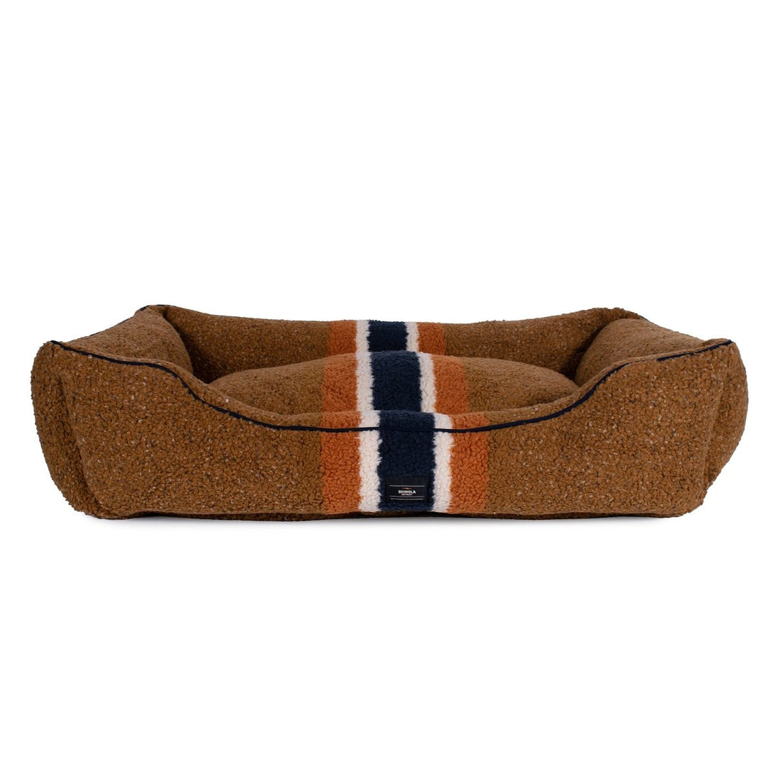 Shinola Brand Stripe Kuddle Berber Dog Bed Rust – Dog Beds by Shinola