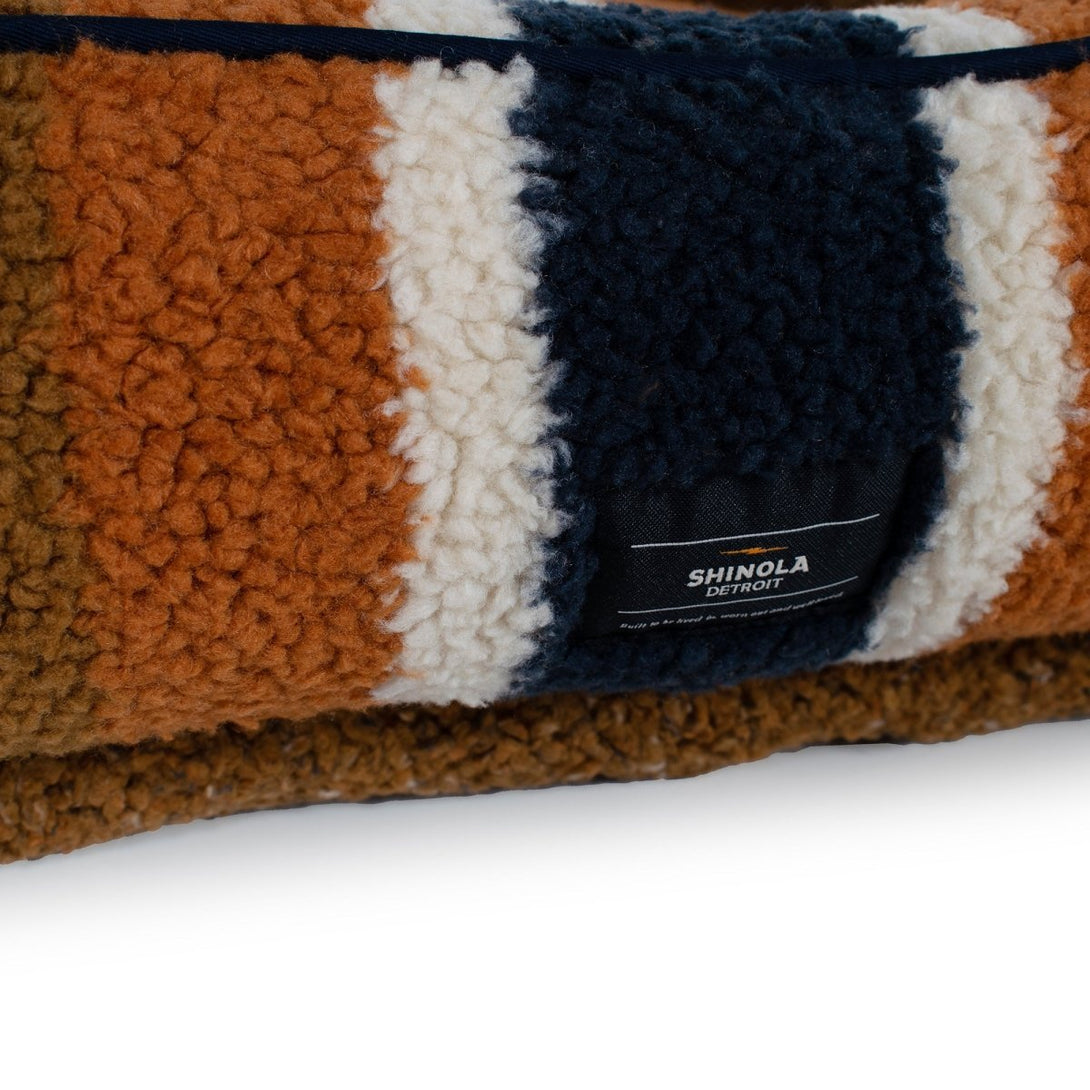 Shinola Brand Stripe Kuddle Berber Dog Bed Rust – Dog Beds by Shinola