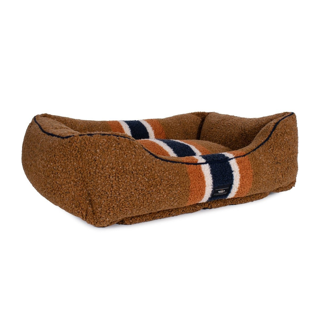 Shinola Brand Stripe Kuddle Berber Dog Bed Rust – Dog Beds by Shinola
