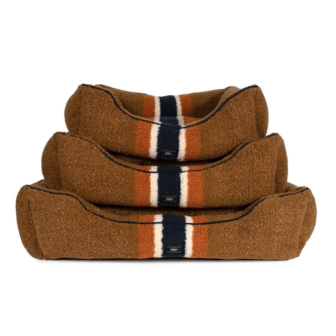 Shinola Brand Stripe Kuddle Berber Dog Bed Rust – Dog Beds by Shinola