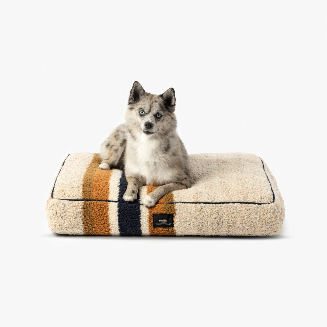 Shinola Brand Stripe Napper Pillow Berber Dog Bed Oatmeal – Dog Beds by Shinola