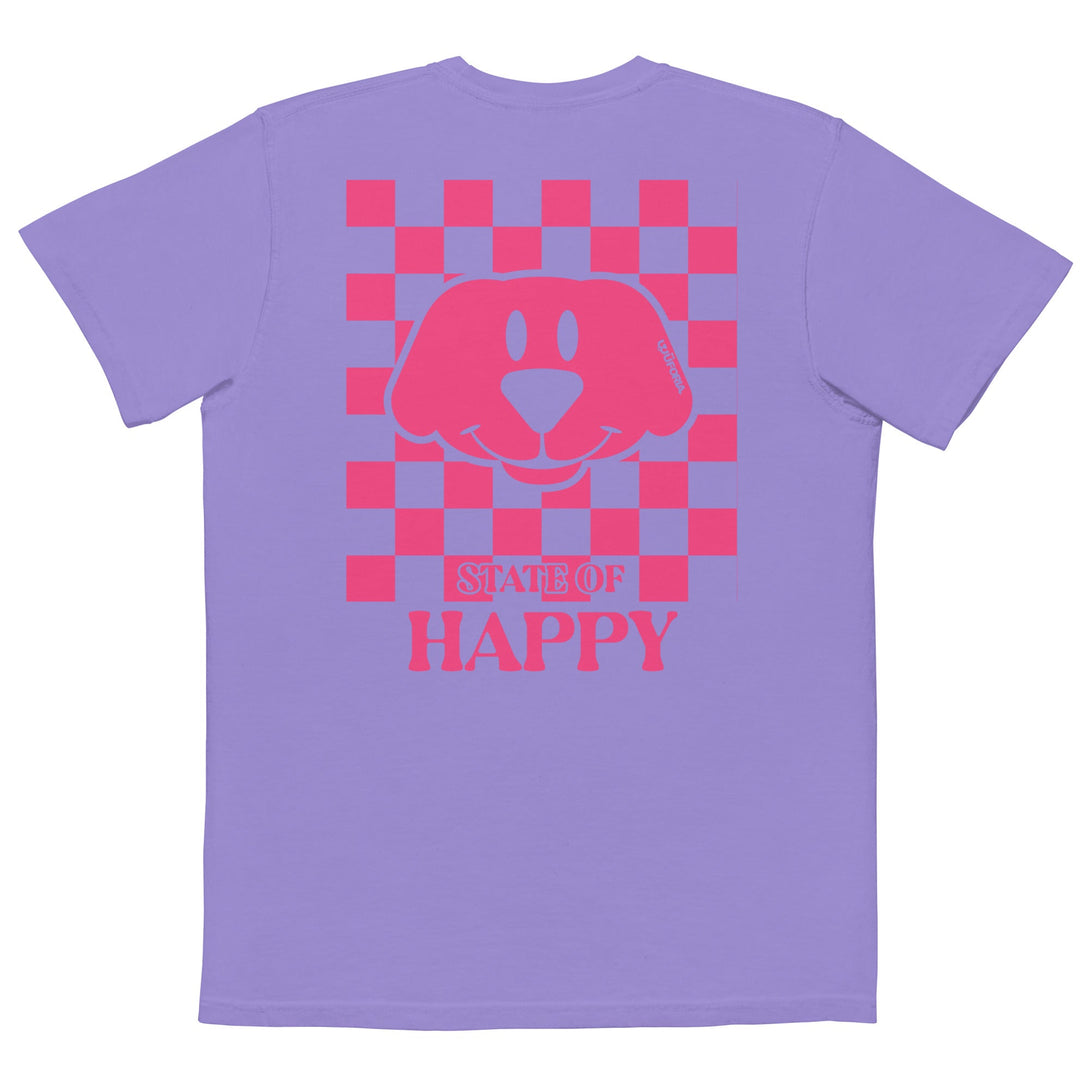 State Of Happy Pink Check Pocket T-Shirt – Mens/Womens T-Shirts by WUFORIA