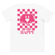 State Of Happy Pink Check Pocket T-Shirt – Mens/Womens T-Shirts by WUFORIA