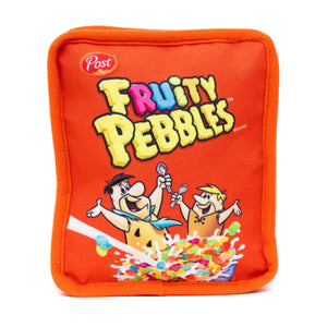 The Flinstones Fruity Pebbles Fred & Barney Cereal Box Plush Squeaky Dog Toy