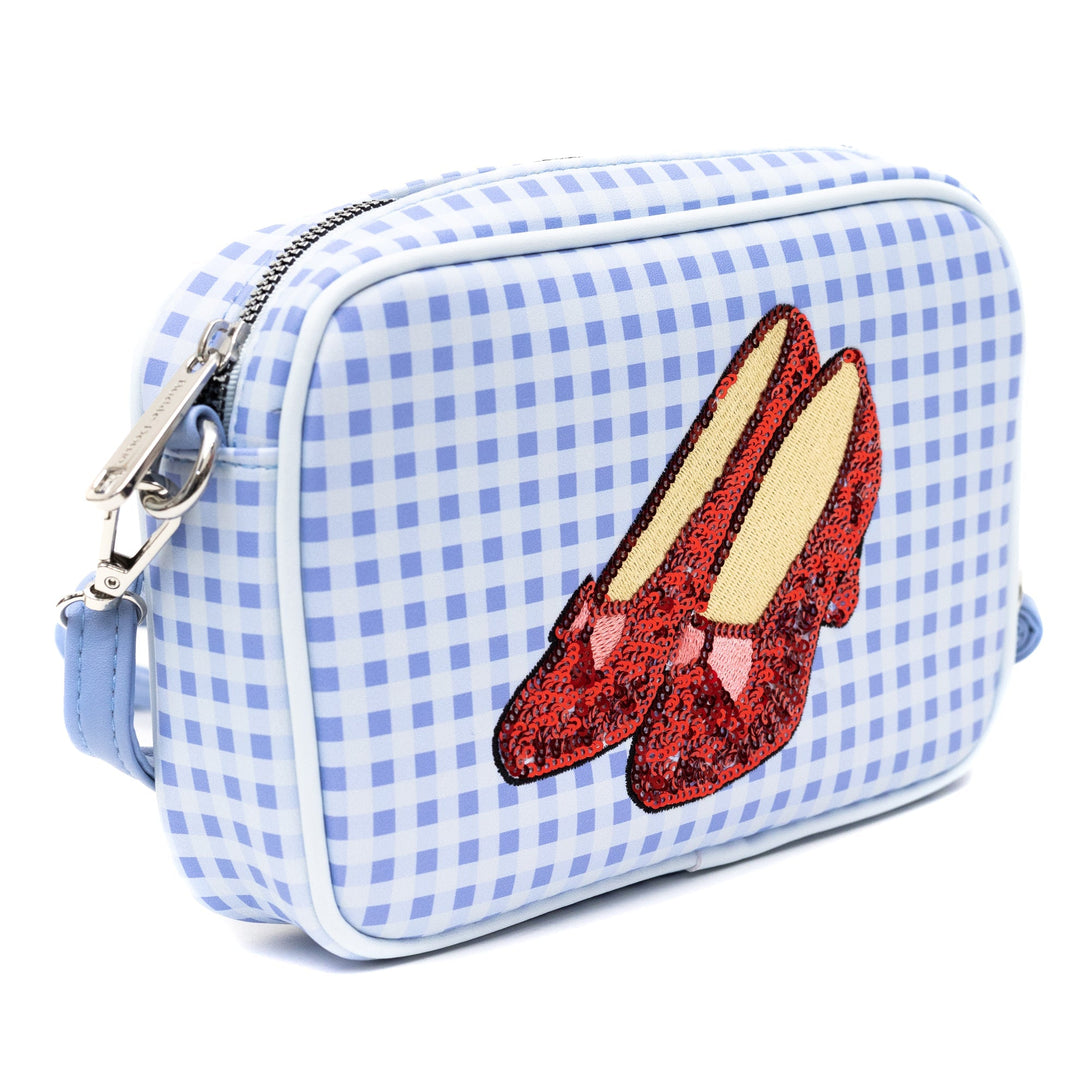 The Wizard of Oz Dorothy Ruby Slippers with Toto Vegan Leather Crossbody Dog Walking Bag – Dog Walking Bags & Pouches by Buckle - Down