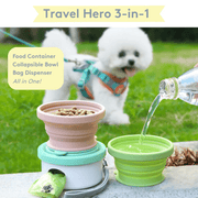 Travel Hero 3 - in - 1: Dog Water Dog Bowl and Food - Bag Dispenser - Seaglass Green – Dog Poop Bags & Dispensers by Sweet Paws
