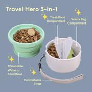 Travel Hero 3 - in - 1: Dog Water Dog Bowl and Food - Bag Dispenser - Seaglass Green – Dog Poop Bags & Dispensers by Sweet Paws