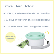 Travel Hero 3 - in - 1: Dog Water Dog Bowl and Food - Bag Dispenser - Seaglass Green – Dog Poop Bags & Dispensers by Sweet Paws