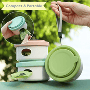 Travel Hero 3 - in - 1: Dog Water Dog Bowl and Food - Bag Dispenser - Seaglass Green – Dog Poop Bags & Dispensers by Sweet Paws