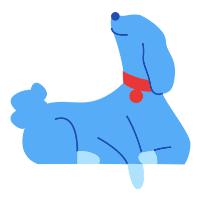 Happy blue dog illustration