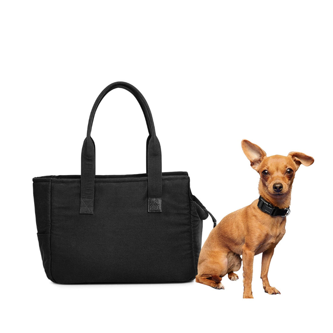 WEEKEND DOG CARRIER TOTE BAG - BLACK. – Pet Carriers by JUST FRED.