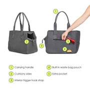 WEEKEND DOG CARRIER TOTE BAG - GREY. – Pet Carriers by JUST FRED.